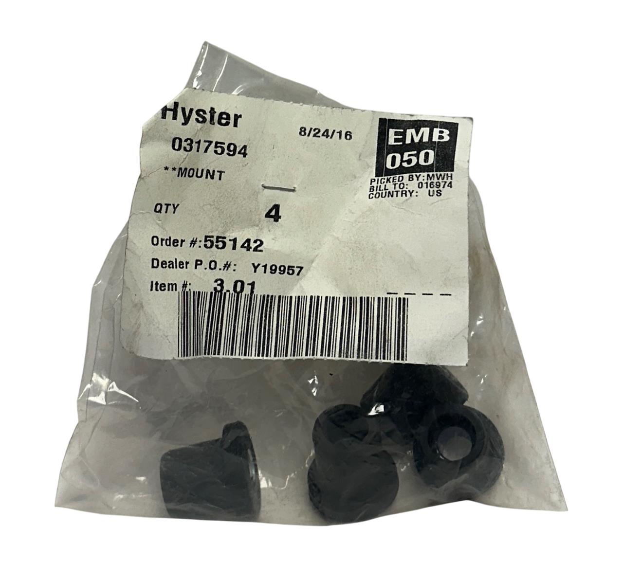4 HYSTER 0317594 / HY0317594 OEM VIBRATION DAMPENERS MOUNT FOR FORKLIFT NSNP
