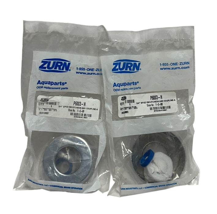 2 ZURN P6003-H / F-5-AW Aquaparts 3/4'' SPUD ESCUTCHEON AND COUPLING A NSFS