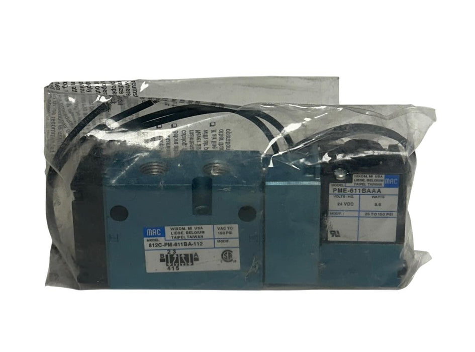 MAC 812C-PM-611BA-112 / 812CPM611BA112 SOLENOID VALVE W/ PME-611BAAA PILOT NSNP