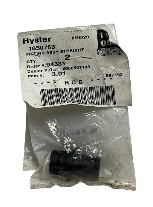 2 HYSTER 1650763 / HY1650763 OEM STRAIGHT FITTING ASSY FOR FORKLIFT NSNP