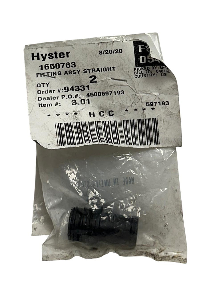 2 HYSTER 1650763 / HY1650763 OEM STRAIGHT FITTING ASSY FOR FORKLIFT NSNP