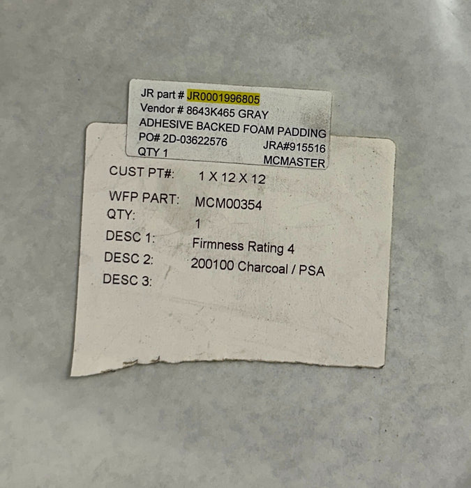 10 MCMASTER MCM00354 / MCM354 / 8643K465 FOAM PADDINGS 1''x12''x12'' SQUARE NSMP