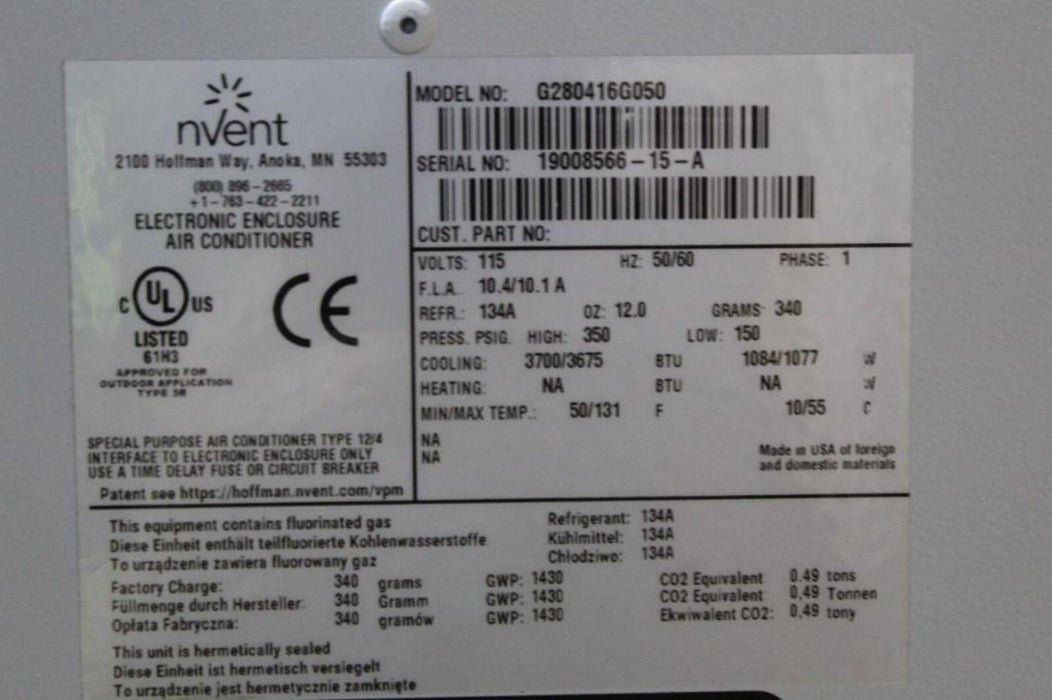 nVent HOFFMAN G280416G050 SpectraCool AC UNIT 4000BTU 115V G28 / 20931 NSMP