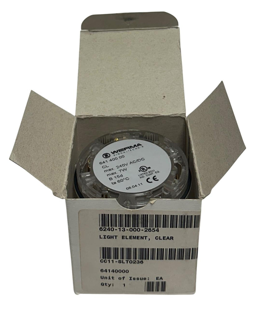 WERMA 641 400 00 / 64140000 PERMANENT LIGHT ELEMENT CLEAR 240VAC/DC 7W NSNP