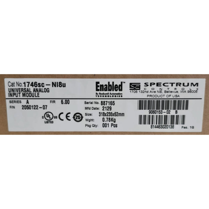 SPECTRUM CONTROLS ALLEN BRADLEY 1746sc-NI8u /A SLC 500 ANALOG INPUT MODULE NSFS