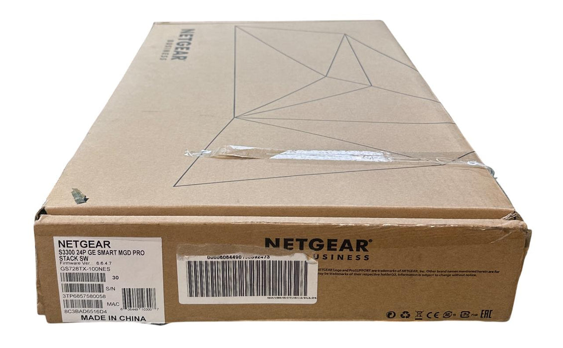 NETGEAR GS728TX-100NES / ProSAFE S3300-28X 24P GE SMART MGD STACK EtherNet NSMP