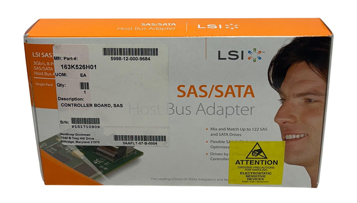 LSI SAS3801E SAS/SATA HOST BUS ADAPTER 3Gb/s 8-PORT LSI00138 SINGLE PACK NSMP