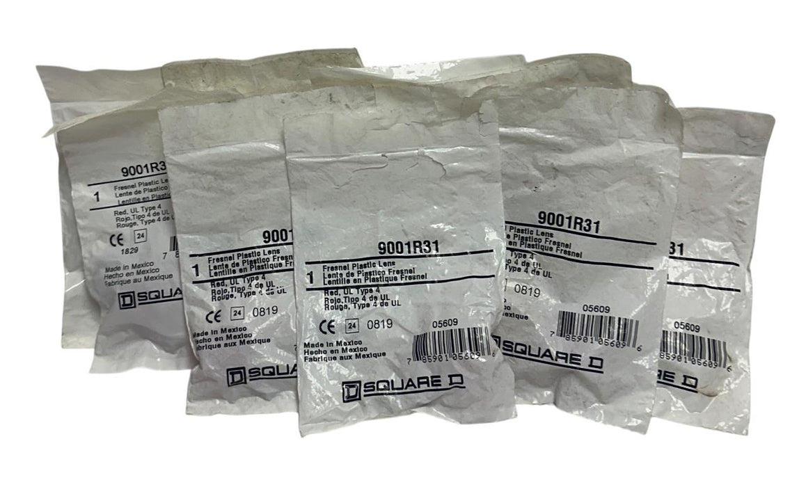 10 SCHNEIDER SQUARE D 9001-R31 / 9001R31 FRESNEL PLASTIC LENSES RED 05609 NSMP