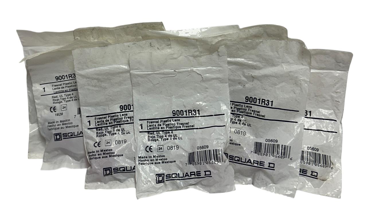 10 SCHNEIDER SQUARE D 9001-R31 / 9001R31 FRESNEL PLASTIC LENSES RED 05609 NSMP