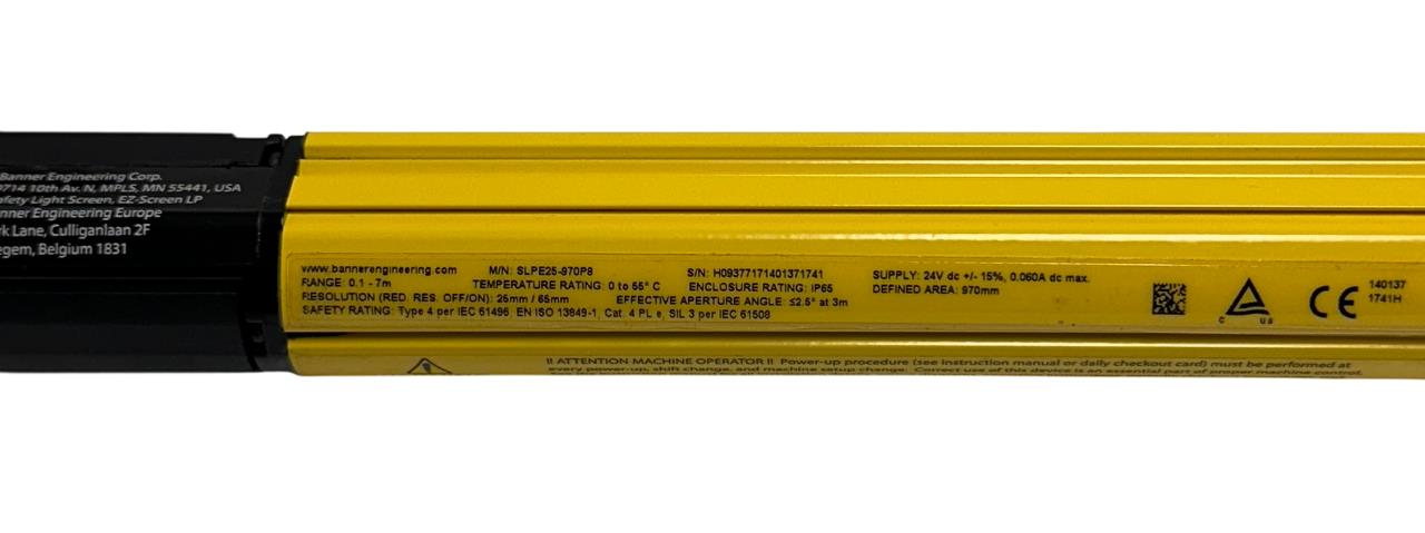 BANNER SLPE25-970P8 / 140137 EZ-SCREEN LP LIGHT CURTAIN EMITTER 24VDC 7M NSMP