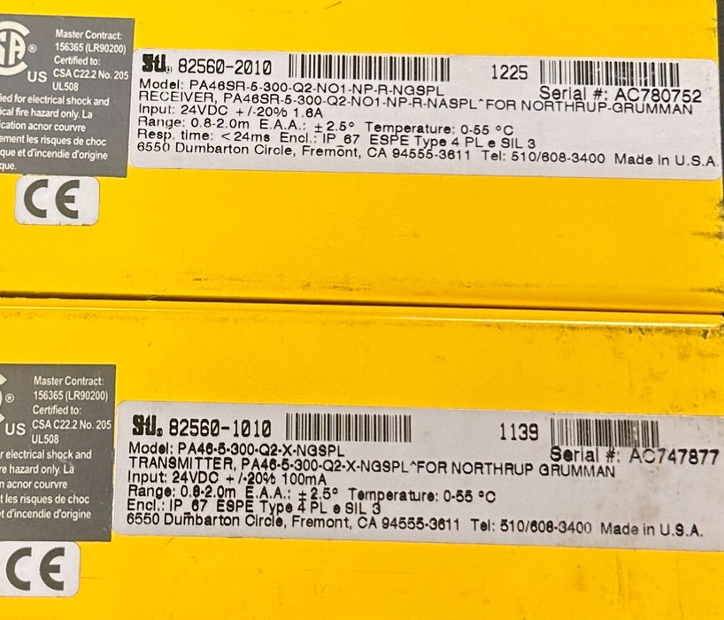 STI OMRON 82560-2010 / 82560-1010 SAFETY LIGHT CURTAINS SET PA4600 PA46 USNP