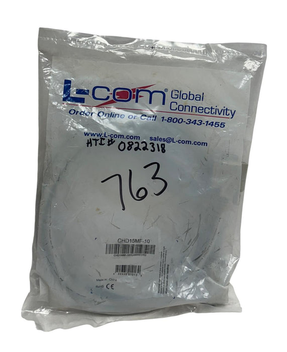 L-COM CHD15MF-10 / CHD15MF10 DELUXE MOLDED D-SUB CABLE HD15 MALE/FEMALE 10' NSFS