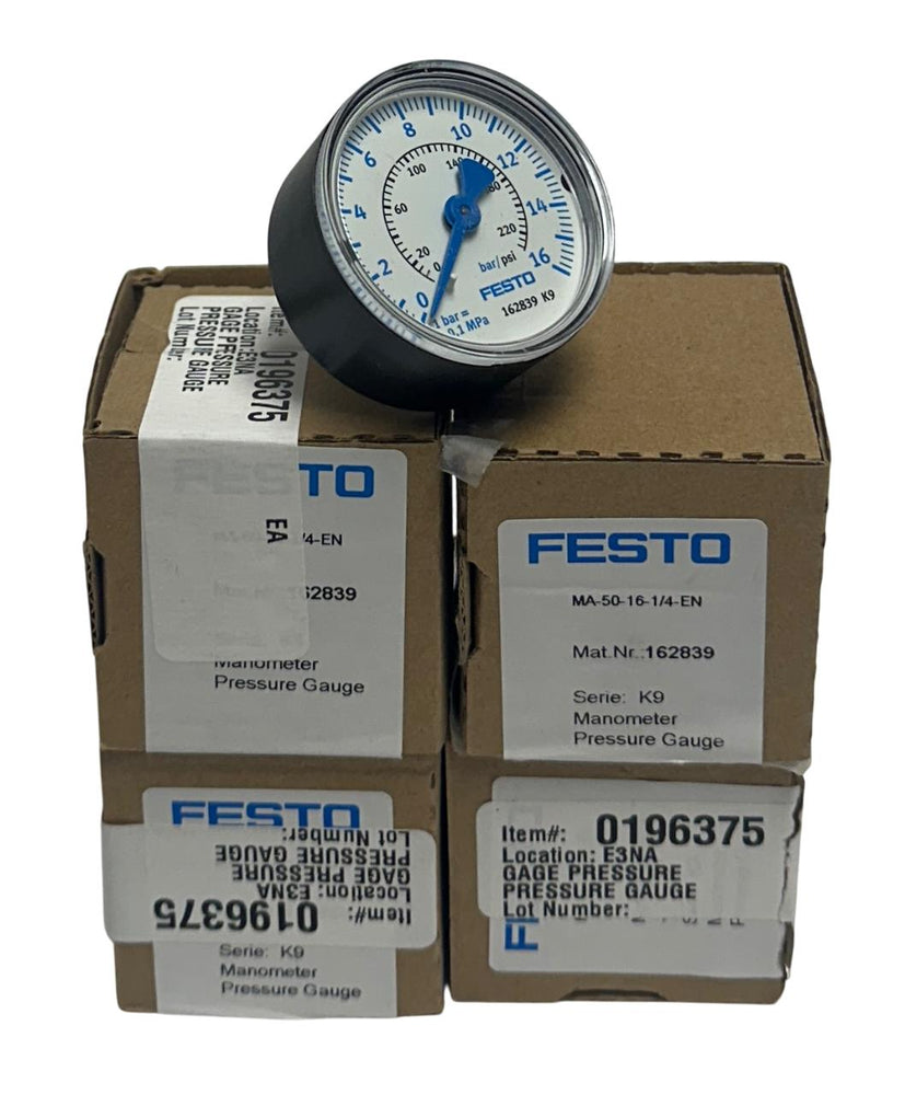 4 FESTO MA-50-16-1/4-EN / 162839 SERIES K9 MANOMETER PRESSURE GAUGES 0-16 NSMP