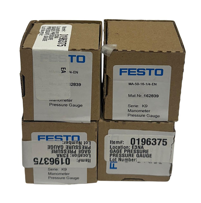 4 FESTO MA-50-16-1/4-EN / 162839 SERIES K9 MANOMETER PRESSURE GAUGES 0-16 NSMP