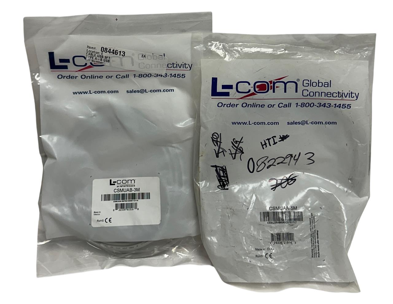 2 L-COM PREMIUM USB CABLES CSMUAB-3M / CSMUAA-5M TYPE A-B / A-A 3M/5M NSMP