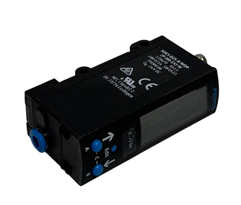 FESTO SDE3-D10S-B-WQ4-2P-M8-EX2-W / 539679 PRESSURE SENSOR W/ CABLE 541344 NSMP