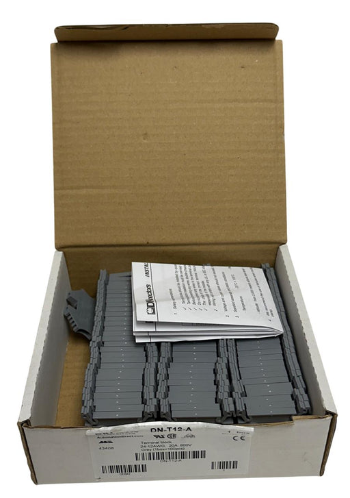 95 AUTOMATIONDIRECT DN-T12-A / DNT12A DINnectors TERMINAL BLOCKS 20A 600V NSMP