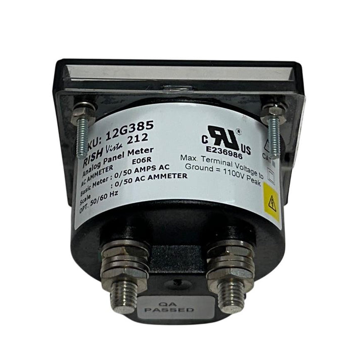 RISH VISTA 212 / 12G385 ANALOG PANEL METER AC AMMETER 0/50 AMPS AC 50/60Hz NSMP
