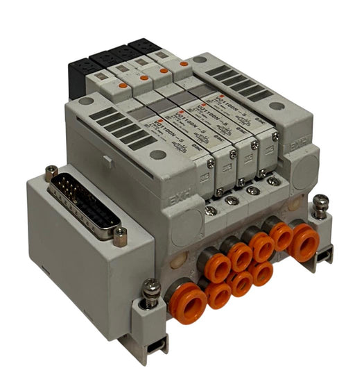 SMC EXH MANIFOLD BANK/BLOCK 4-PORT W/ VQ1100N-5 SOLENOID VALVES 24VDC USNP