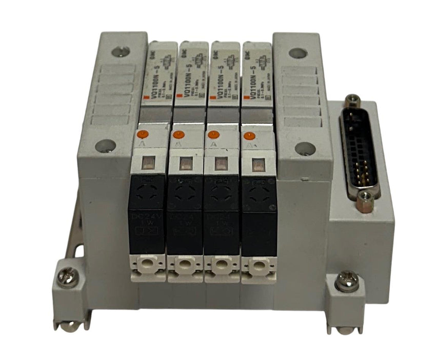 SMC EXH MANIFOLD BANK/BLOCK 4-PORT W/ VQ1100N-5 SOLENOID VALVES 24VDC USNP