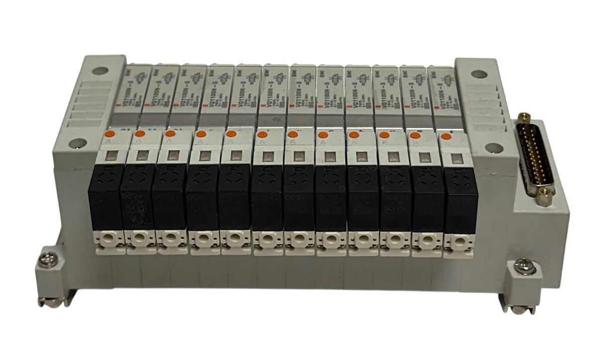 SMC EXH MANIFOLD BANK/BLOCK 12-PORT W/ VQ1100N-5 SOLENOID VALVES 24VDC USNP
