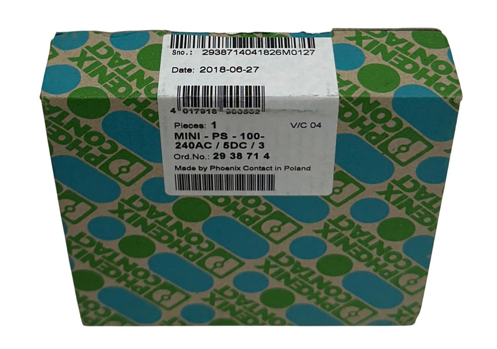 PHOENIX CONTACT MINI-PS-100-240AC/5DC/3 / 2938714 MINI POWER SUPPLY 5V OUT NSMP