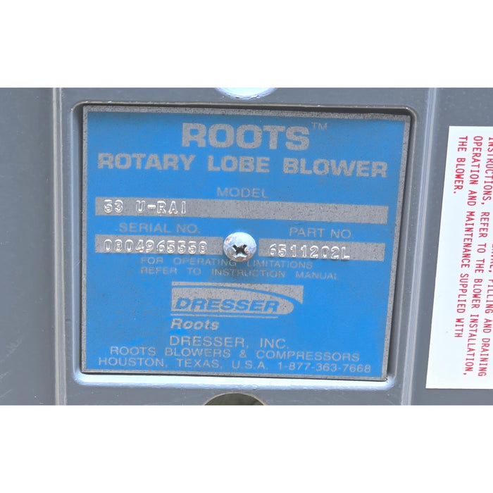 DRESSER ROOTS 53 U-RAI / 53 URAI ROTARY LOBE BLOWER LH P/N 6511202L NSNP