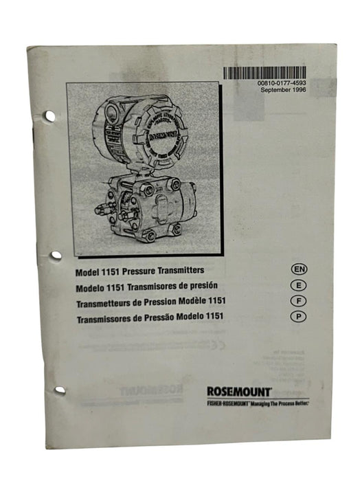 ROSEMOUNT 1151GP4S12M1B1 MODEL 1151 SMART PRESSURE LEVEL TRANSMITTER 45VDC NSMP