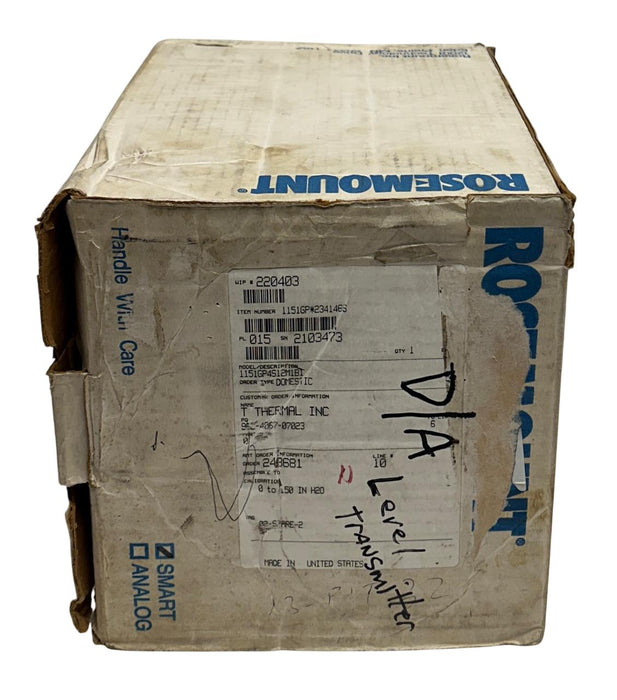 ROSEMOUNT 1151GP4S12M1B1 MODEL 1151 SMART PRESSURE LEVEL TRANSMITTER 45VDC NSMP