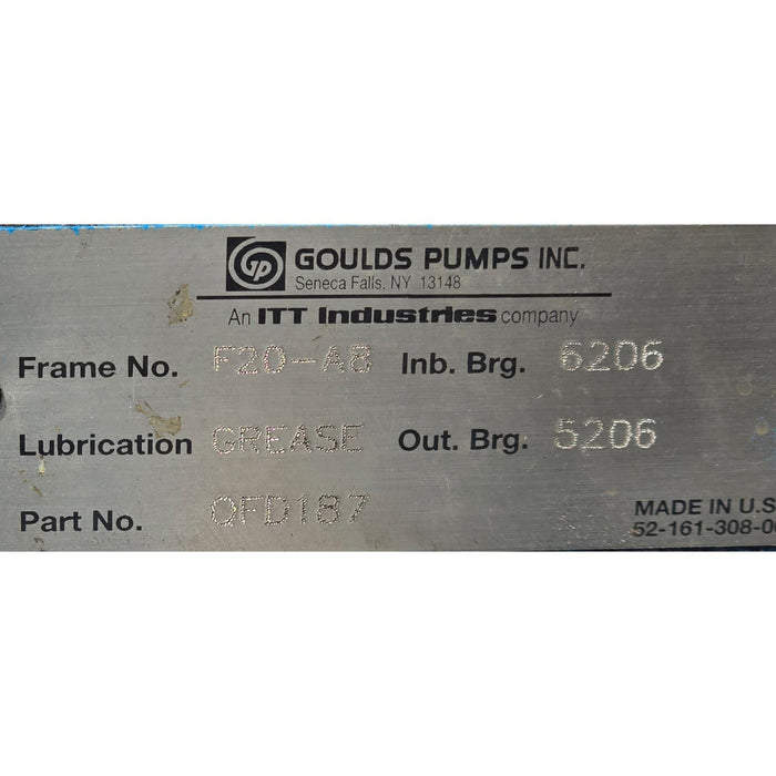 ITT GOULDS PUMP 3408A 2X3-11L DOUBLE SUCTION SPLIT CASE PUMP P/N QFD187 NSNP