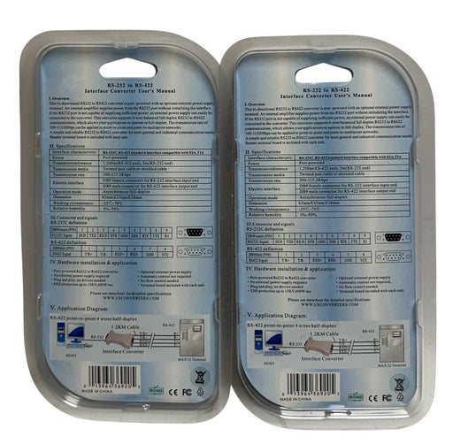 2 USCONVERTERS XS202 RS-232 to RS-422 BI-DIRECTIONAL INTERFACE CONVERTERS NSMP