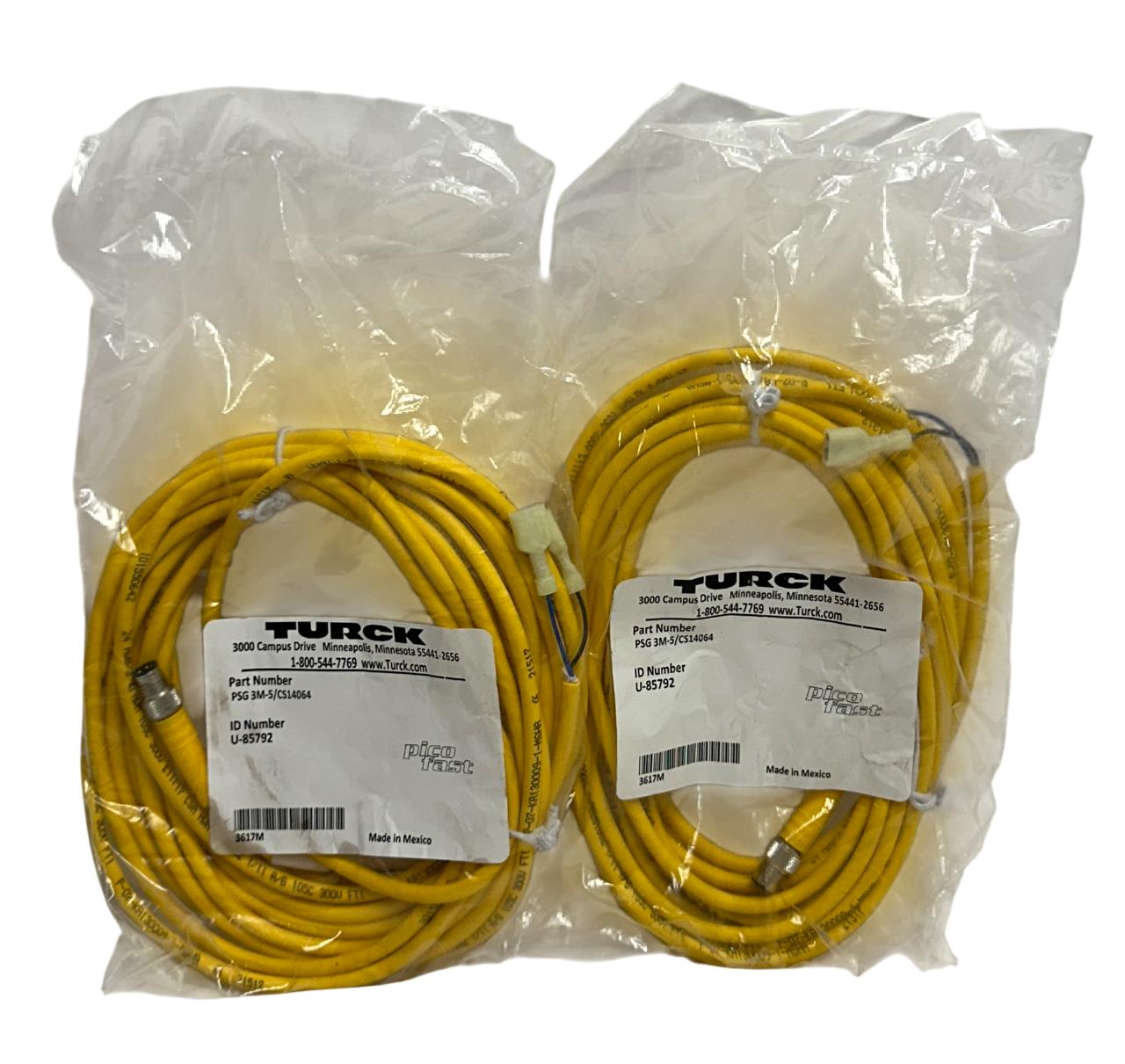 2 TURCK PSG 3M-5/CS14064 / PSG3M5CS14064 PICO CORDSETS U-85792 / U85792 NSFS