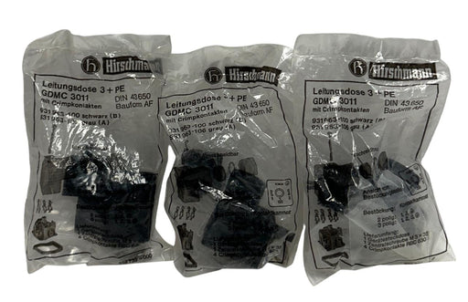 3 HIRSCHMANN GDMC 3011 / 931963-100 / 931963-106 CABLE SOCKETS 3+ PE NSFS