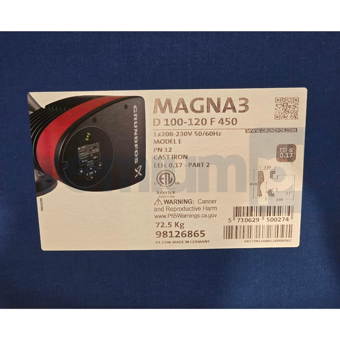 GRUNDFOS MAGNA3 D 100-120 GF 450 - 98126865 TWIN CIRCULATOR PUMP 165GPM 2HP/230V