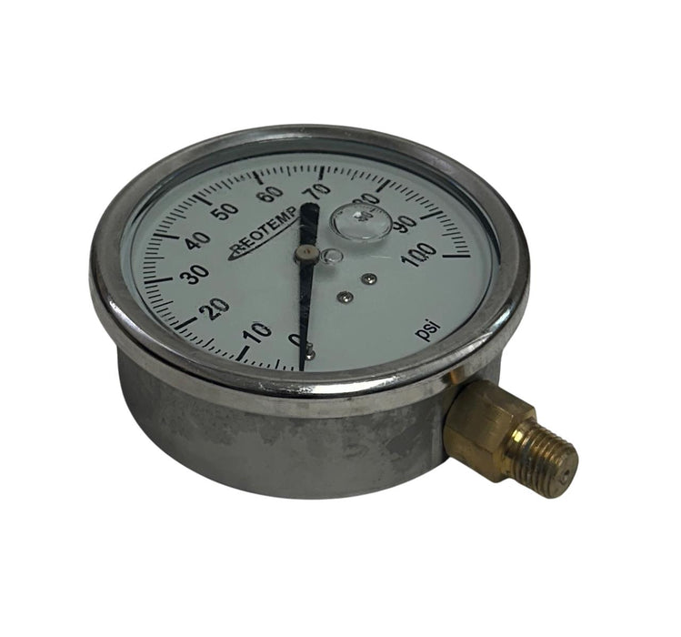 REOTEMP PG40C2A4P18-V2-G / PG40C2A4P18V2G PUMP GAUGE 4'' SS/BRASS 0-100PSI NSMP