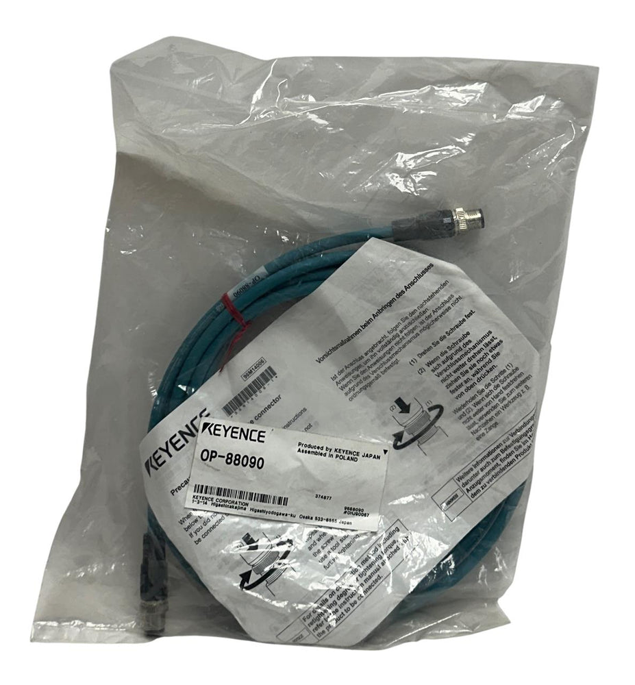 KEYENCE OP-88090 / OP88090 OEM SZ-V SERIES EtherNet CABLE M12 4-PIN 5M NSFS