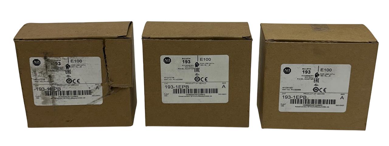 3 ALLEN BRADLEY 193-1EPB /A BULLETIN 193 E100 PANEL MOUNT ADAPTERS DIN RAIL NSMP