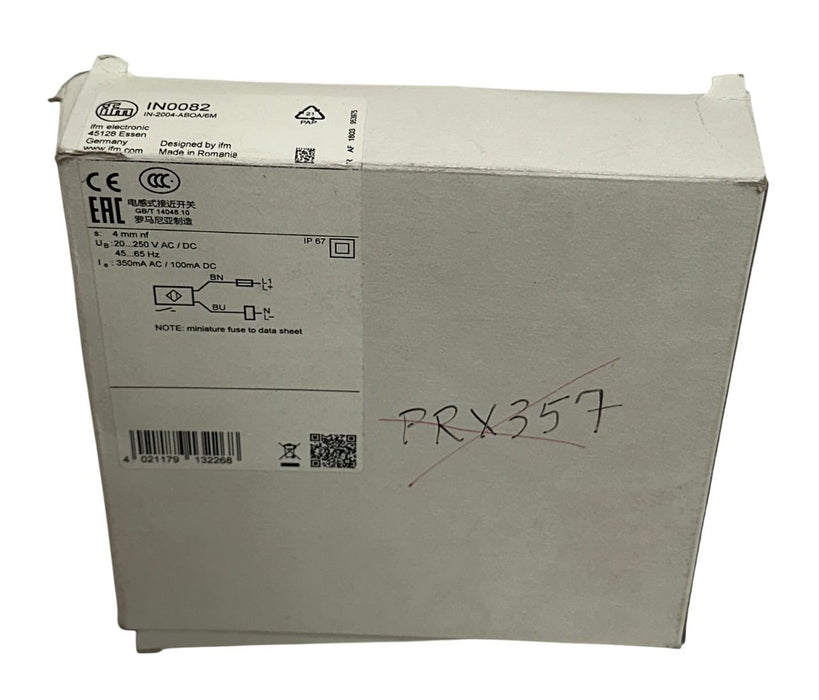 IFM IN-2004-ABOA/6M / IN0082 INDUCTIVE SENSOR 20-250VAC/DC 4mm 350/100mA NSMP