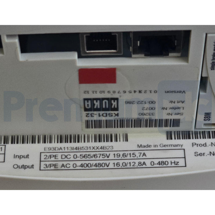 KUKA KSD1-32 E93DA113I4B531 SERVO DRIVE E93DA113I4B531XX4B23 13046923 w/SBM2