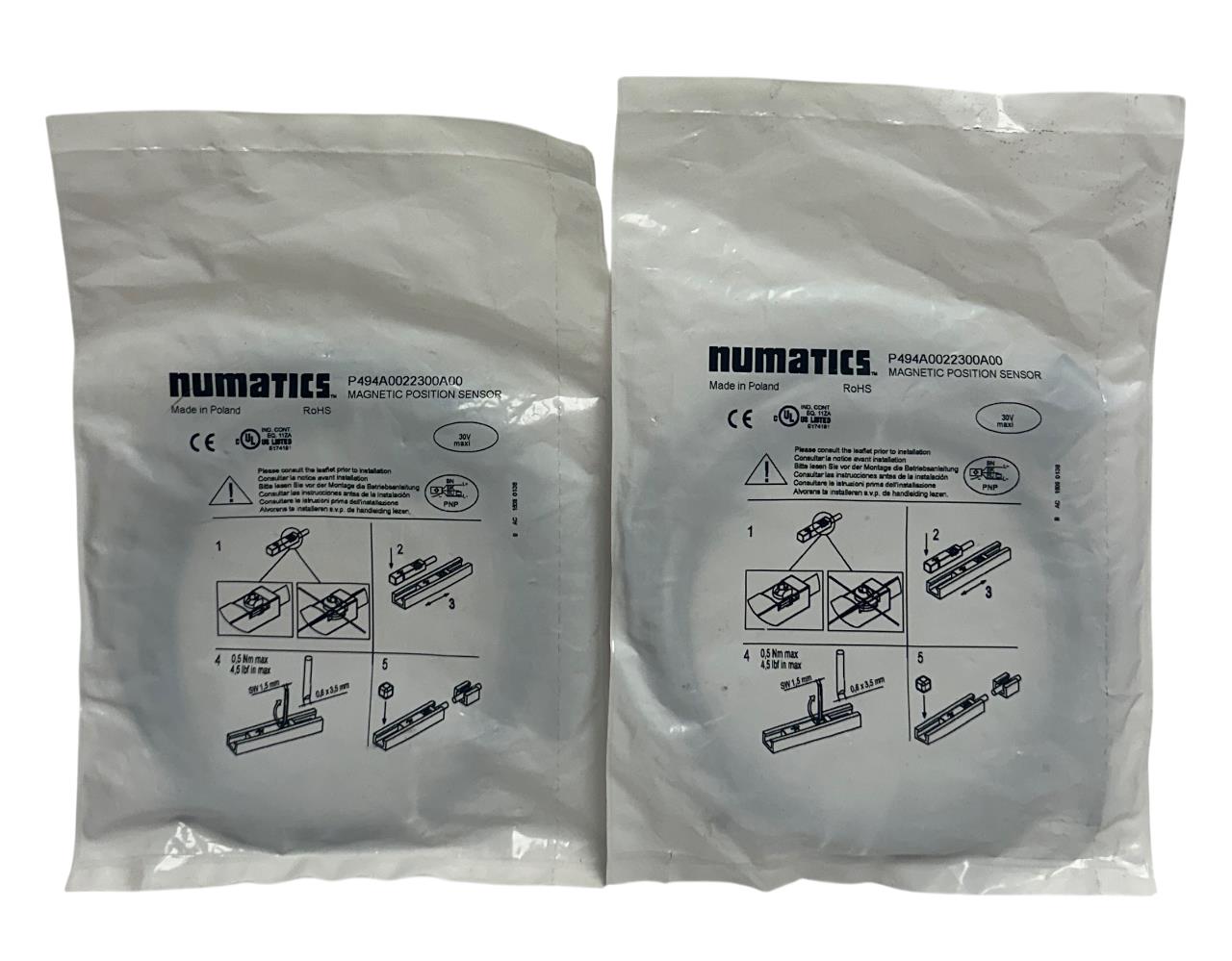 2 NUMATICS P494A0022300A00 / PNP-FL2-00-U MAGNETIC POSITION SENSORS 10-30V NSFS