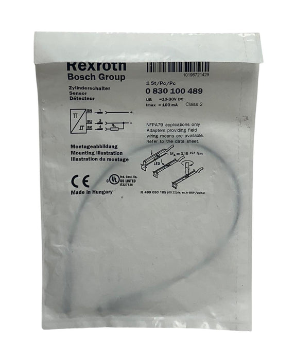BOSCH REXROTH 0 830 100 489 / 0830100489 CYLINDER SWITCH / SENSOR 10-30VDC NSFS