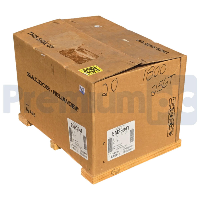 BALDOR ABB EM2334T SUPER-E MOTOR 20HP, 3PH, 230/460V, 1770RPM, 256T, TEFC NSMP
