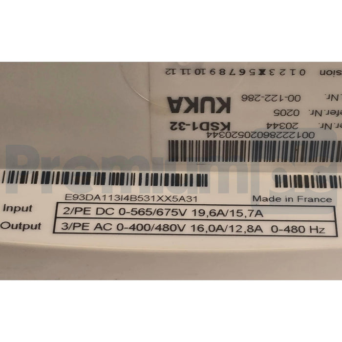 KUKA KSD1-32 E93DA113I4B531 KRC2 DRIVE 13293120 E93DA113I4B531XX4B23 00-122-286