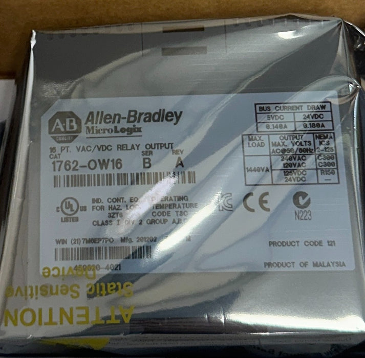 ALLEN BRADLEY 1762-OW16 /B MicroLogix 16-PT RELAY OUTPUT MODULE VAC/DC NSMP