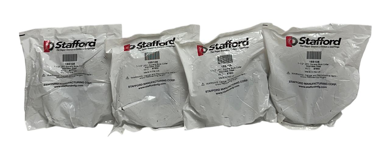 5 STAFFORD 15S108 2PC SQUARE BORE SHAFT COLLARS 1-1/2'' 87602 STAINLESS NSMP