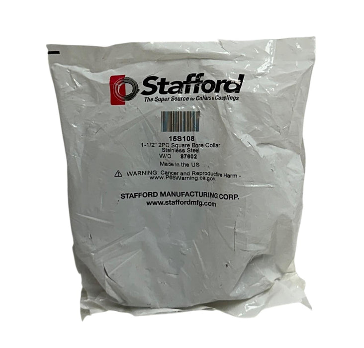 5 STAFFORD 15S108 2PC SQUARE BORE SHAFT COLLARS 1-1/2'' 87602 STAINLESS NSMP
