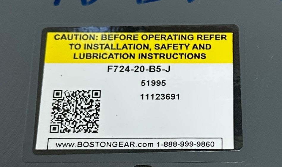 BOSTON GEAR F724-20-B5-J / 51995 RIGHT ANGLE WORM GEAR REDUCER 20:1 RATIO NSNP