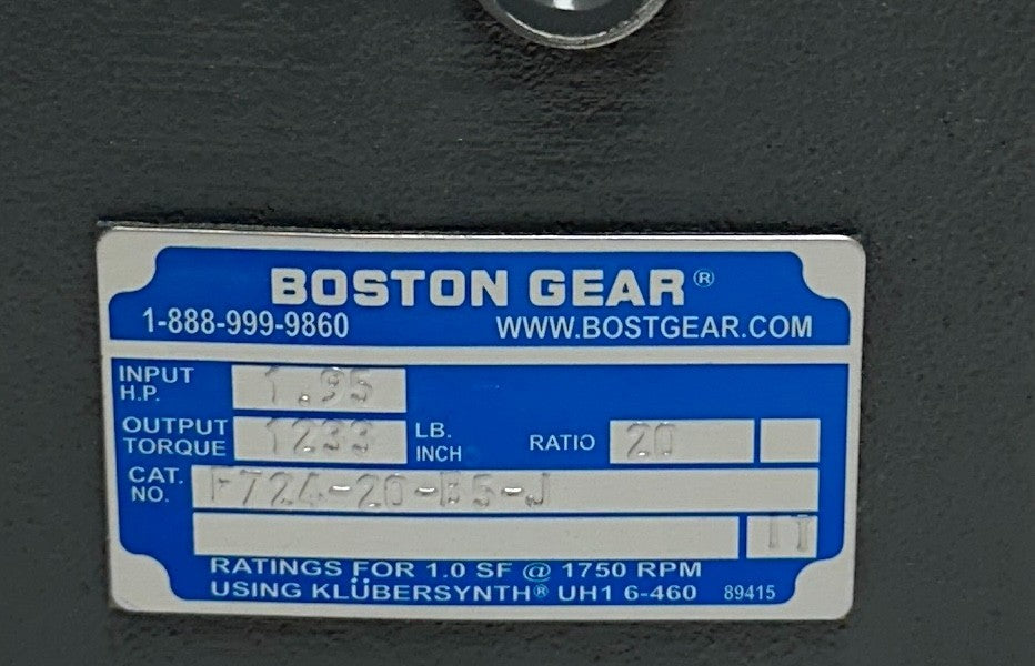 BOSTON GEAR F724-20-B5-J / 51995 RIGHT ANGLE WORM GEAR REDUCER 20:1 RATIO NSNP