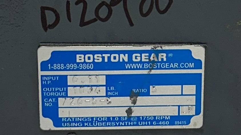 BOSTON GEAR 726-5-G / 51735 RIGHT ANGLE WORM GEAR SPEED REDUCER 5:1 RATIO NSNP