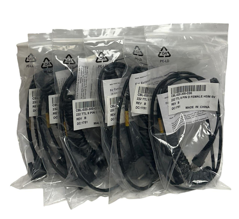 6 HONEYWELL CBL-020-300-C00 / CBL020300C00 SERIAL CABLES 9-PIN HSM 5V 1751 NSMP